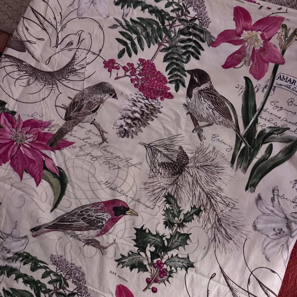 Pottery barn amaryllis winter bird duvet cover, king size. Like new